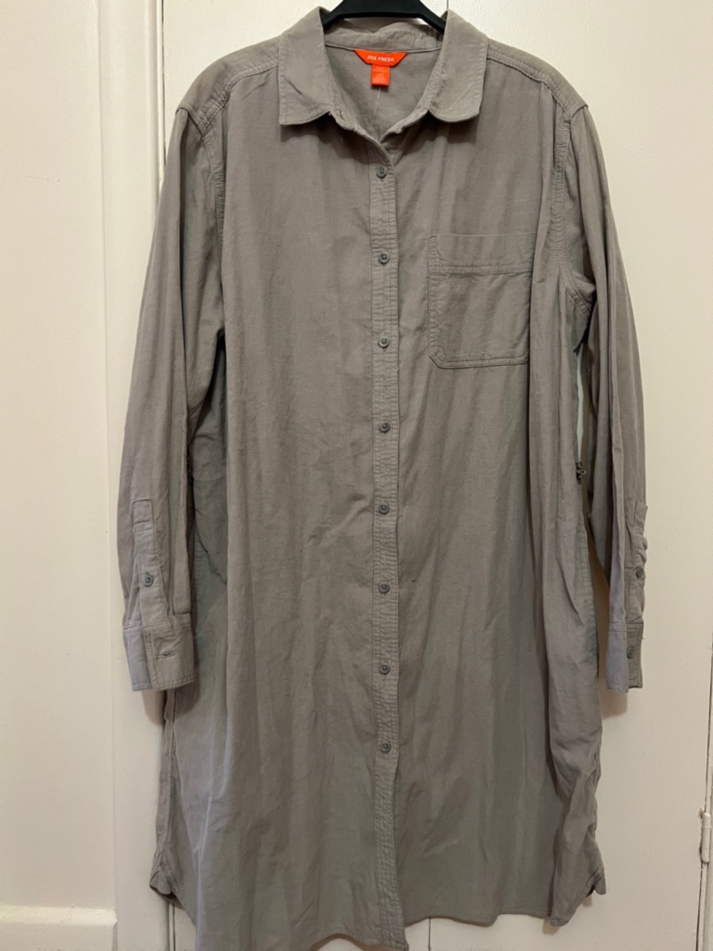 NWT Long Button-Up  Corduroy Dress Shirt in Light Gray
